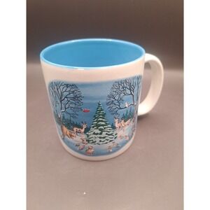 Russ Christmas Mug Blue All Things Bright Beautiful Woodland Animals Coffee Cup